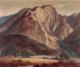 Valley Oaks and Mountain Oil on canvs, 25 x 30 Orpha Klinker, 1891-1964