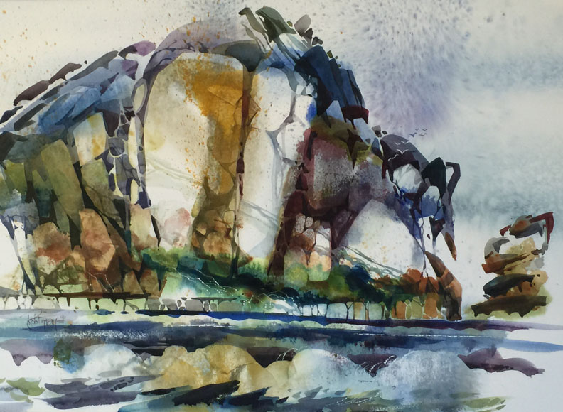 Robert Gray, Morro Rock, 1981, Orignial Watercolor
