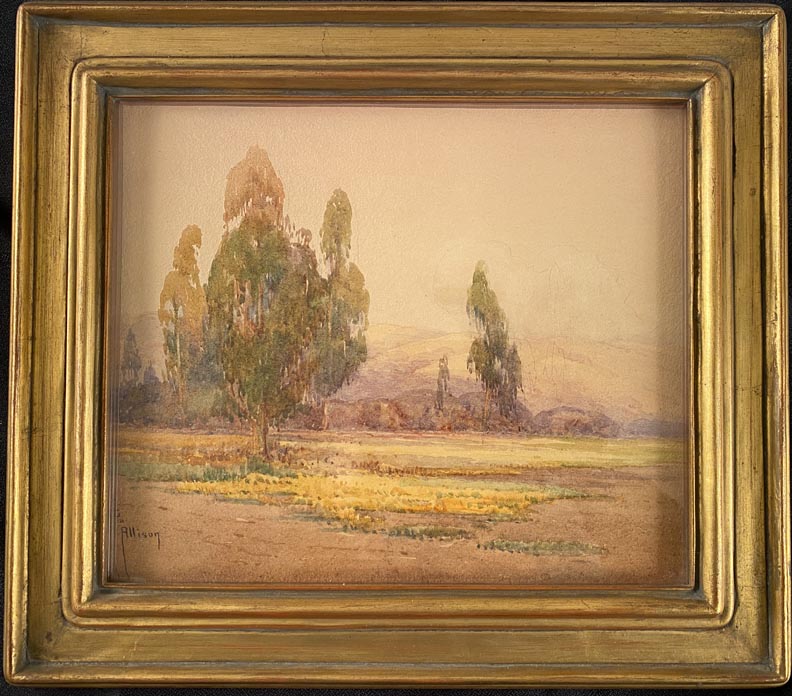 Grace Myrtle Allison Griffith 1885 - 1955, Pasture and Eucalyptus  Watercolor on paper, 9 x 10 1/2  $1,500