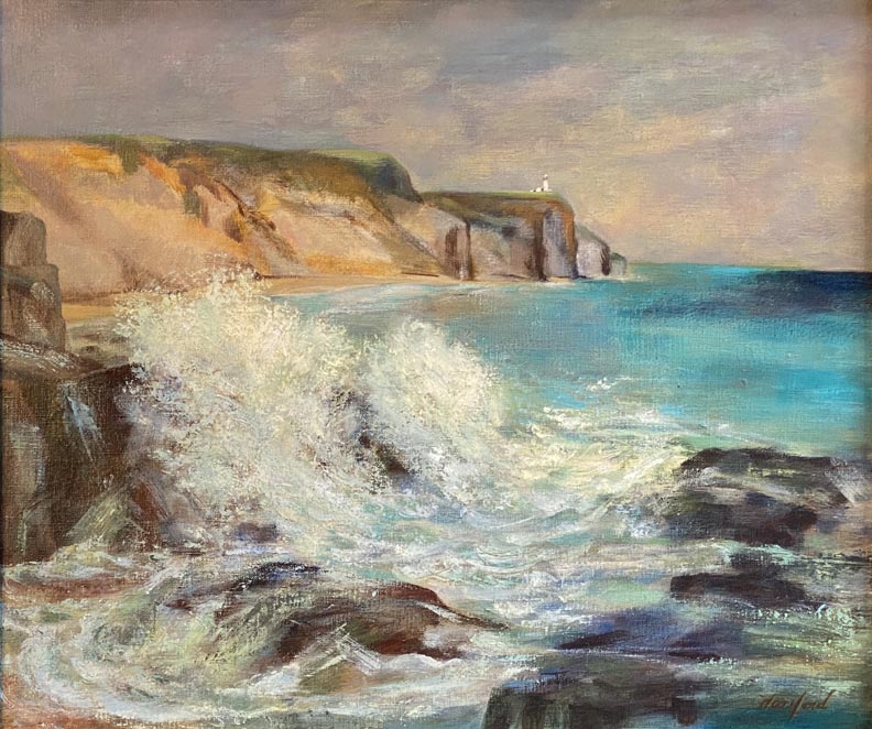 Joan Hanford, a scene of the ocean cliffs just beyond Point Arena Light in Mendocino County, California