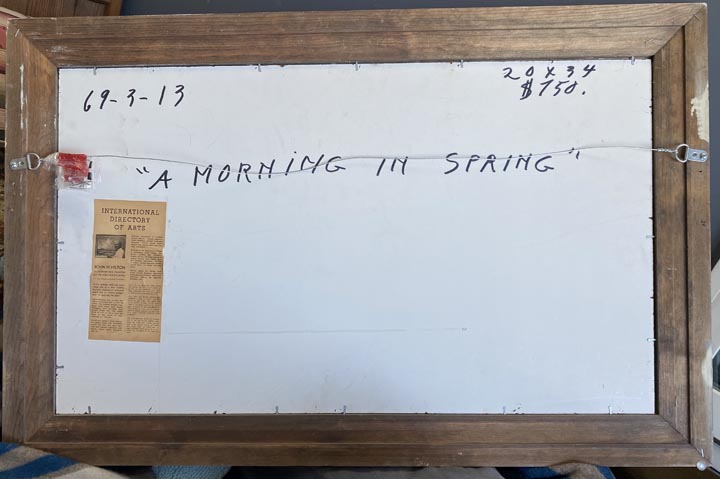 Title and date of this painting, Verso