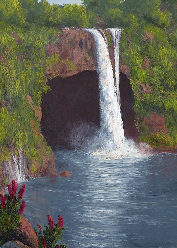 John W Hilton Rainbow Falls Hilo Hawaii Closeup