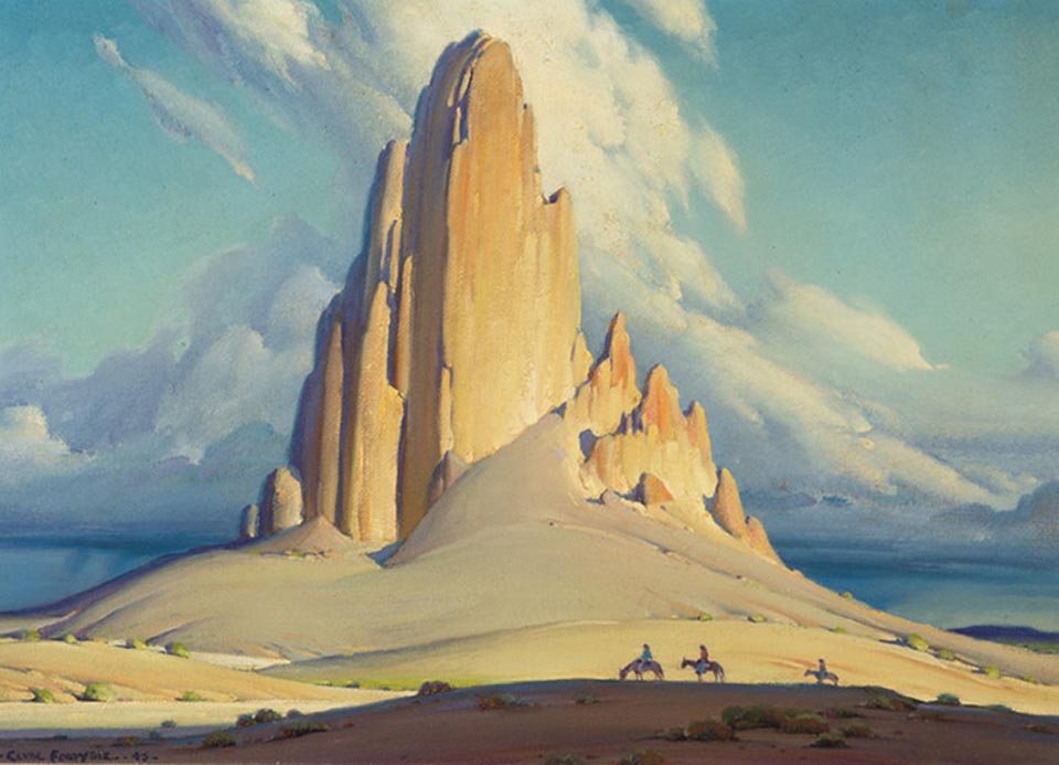 Victor Clyde Forsythe 1885-1962, Agathla Needle Courtesy of the Leanin' Tree and Needle Museum and Sculpture Garden, Boulder Colorado (Shadows on the Mesa, page 148)