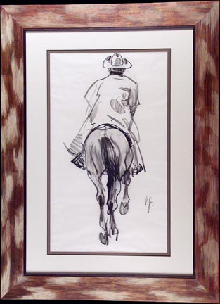 Ned Jacob, Cowboy with Duster, charcoal sketch