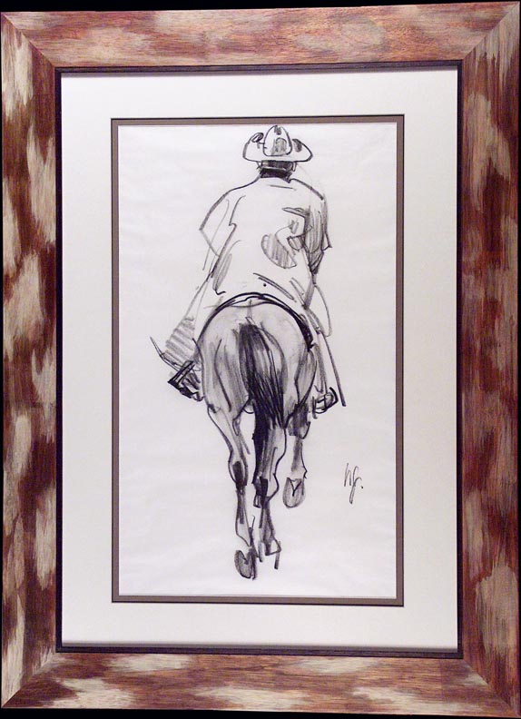 Ned Jacob, Cowboy with Duster, charcoal sketch