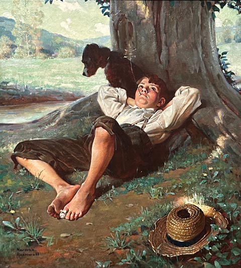 Norman Rockwell, Barefoot Boy Daydreaming 1922