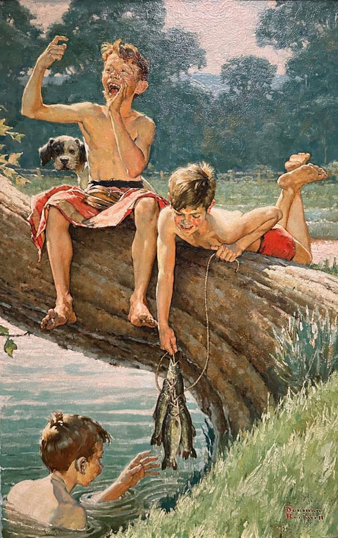 Norman Rockwell, Three Boys Fishing 1937