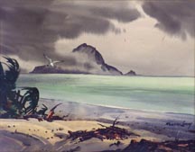 Robert Landry Beach Scene with Seagull Midsized Thumbnail