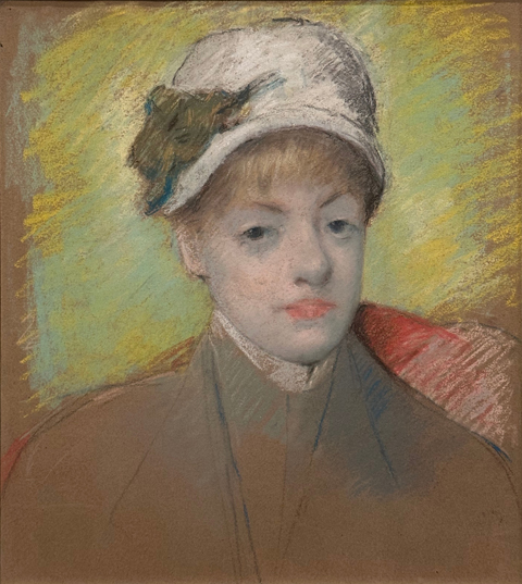 Mary Cassatt, Bust of a Young Woman c1890 pastel on blue-gray paper discolored to brown,  Fine Art Museums of San Francisco, CA