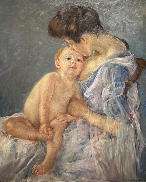 Mary Cassatt, Maternity (Mother Kissing her Baby) 1906 oil on canvas, collection of Mrs. Diane B. Wilsey