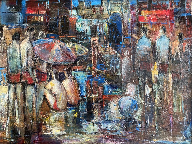Joshua Meador 1911-1965, Amusement Park (year 1958) Meador Family Collection  Oil on Linen, 18 x 24  $6,000