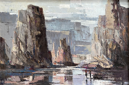 Joshua Meador 1911-1965, Cliff Shapes Meador Family Collection  Oil on Linen, 24 x 36 $15,000 