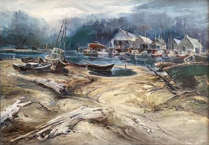 Joshua Meador, Nextucca Bay, Oregon, # 714, oil on linen, 24 x 34