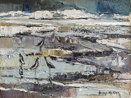 Joshua Meador 1911-1965, Sandpipers, oil on board, 6 x 8, $1,500