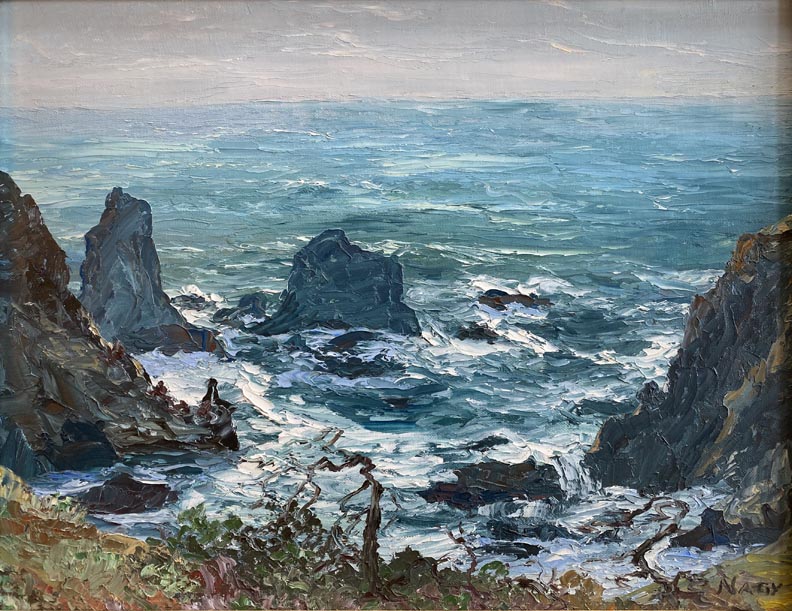 Louis Nagy, a painting of the California Coast off Gualal in Northern Sonoma County