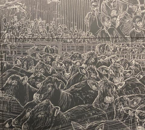 A bold visual comparison, how we treat immigrants who come for a life and opportunity as if they were livestock herded to  the slaughter. 