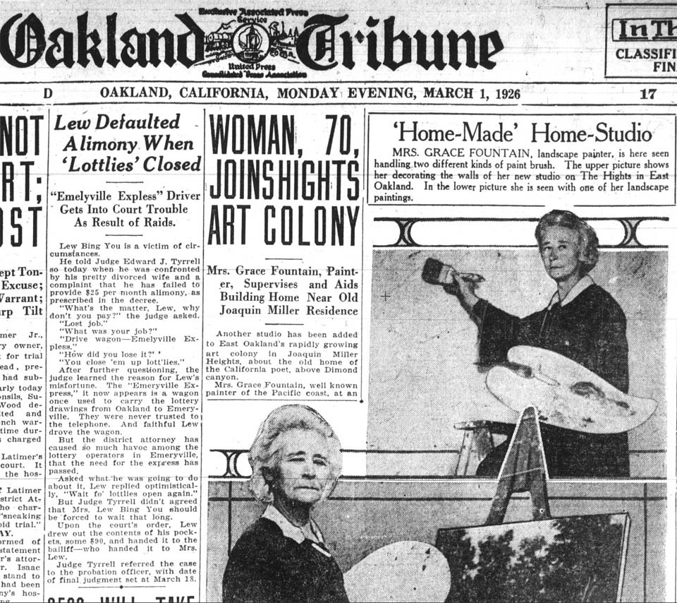 Grace Fountain featured in the Oakland Tribune, March 1, 1926
