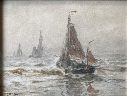 Wiliam Ritschel, Dutch Pinks in the Surf, early 1890's, Katwijk, Holland