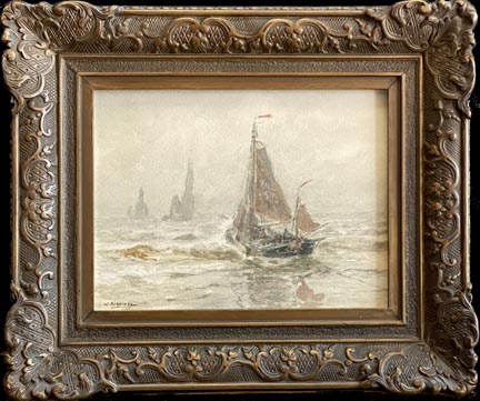 Wiliam Ritschel, Dutch Pinks in the Surf, early 1890's, Katwijk, Holland
