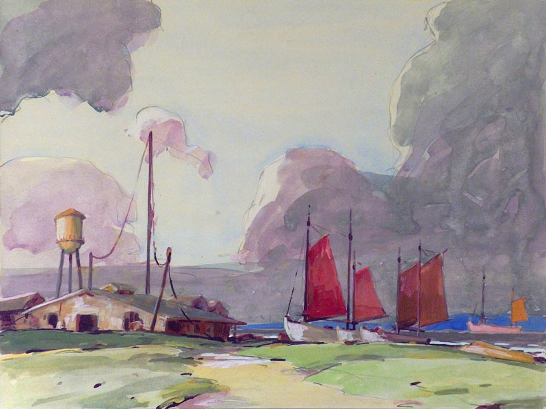 Karl Schmidt, Sailboats on a Beach