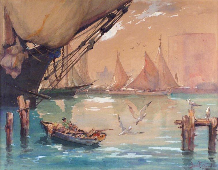 Davis Francis Schwartz, Boys Fishing on the Bay, 1940
