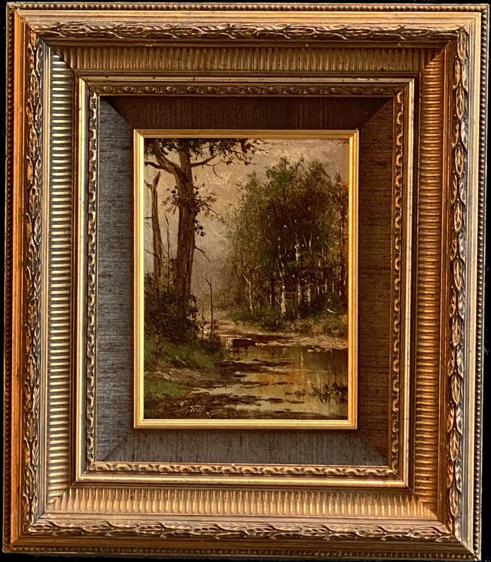 Meyer Straus, Cows in Forest Stream, 1882
