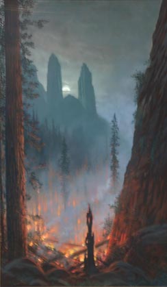 Forest Fire in Moonlight Jules Tavernier