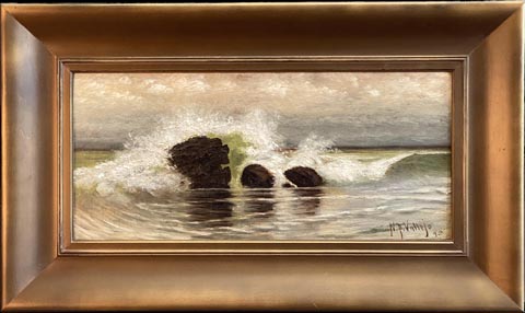 Napoleon Primo Vallejo 1850-1923, Crashing Waves 1895, oil on canvas, 10 x 22