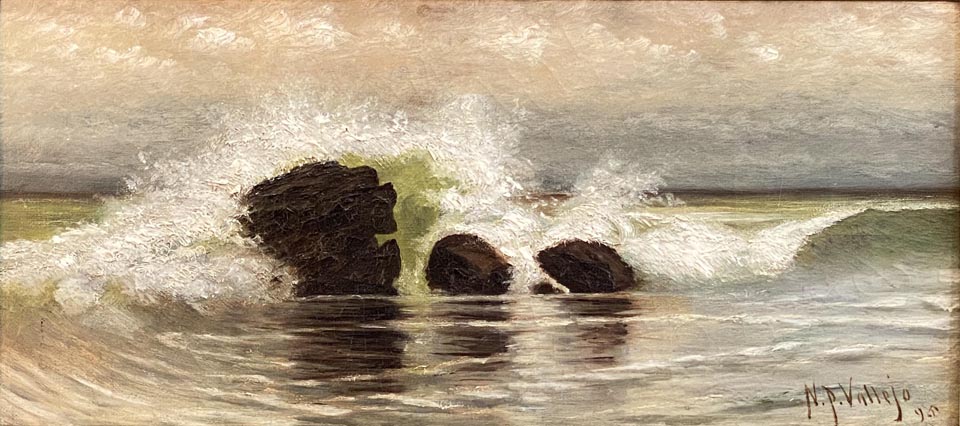 Napoleon Primo Vallejo 1850-1923, Crashing Waves 1895, oil on canvas, 10 x 22