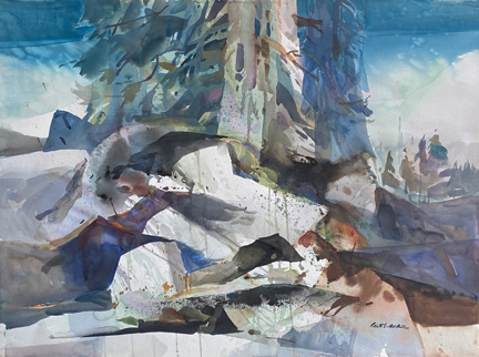 Robert E. Wood, Forest Textures, 1983 Title and date verso , Watercolor, 22 x 30
