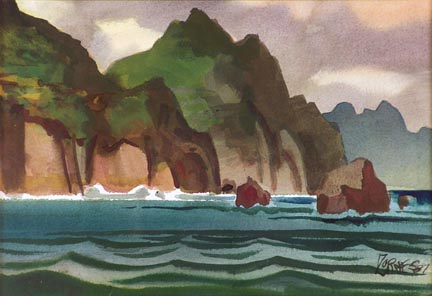 Milford Zornes, North Ligurian Coast, Italian Riviera, 1987